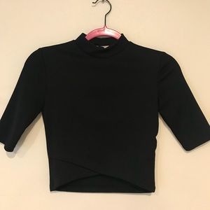 Black crop top with turtle neck